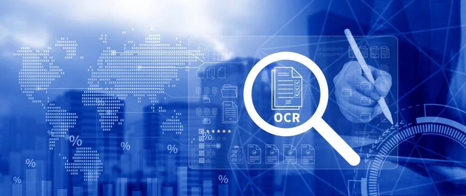 OCR technology concepts. using AI powered OCR with virtual interface, repre.. Stockfoto's