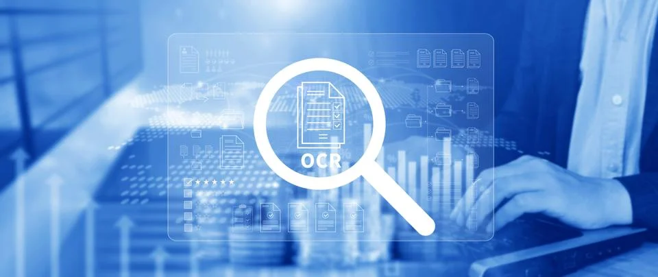 OCR technology concepts. using AI powered OCR with virtual interface, repre.. Foto stock