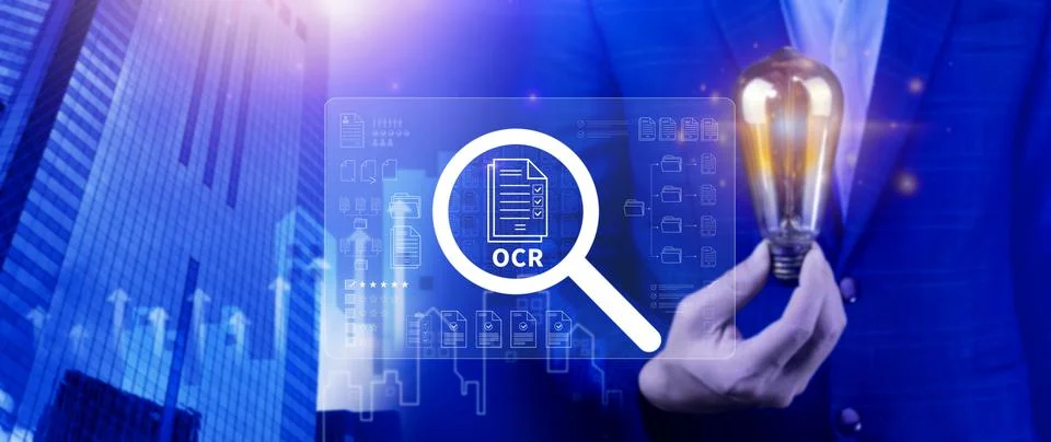 OCR technology concepts. using AI powered OCR with virtual interface, repre.. Foto stock