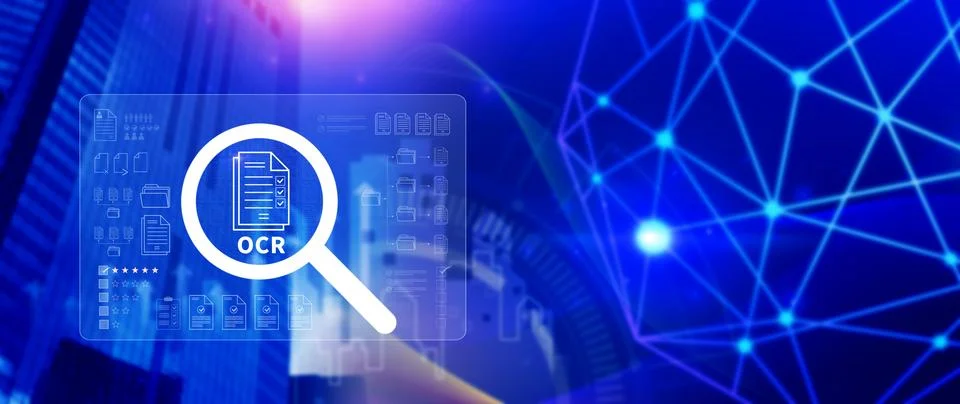 OCR technology concepts. using AI powered OCR with virtual interface, repre.. Foto stock