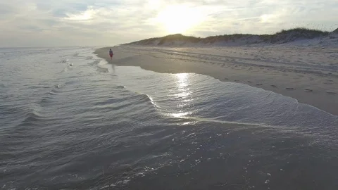 Ocracoke Beach Walk #2 Stock Footage 128383570