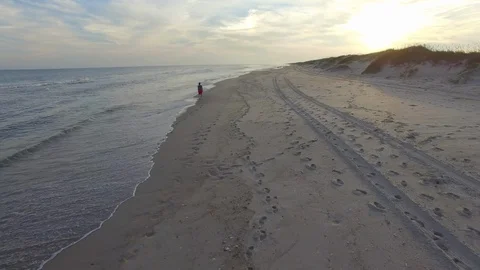 Ocracoke Beach Walk #3 Stock Footage 128382740