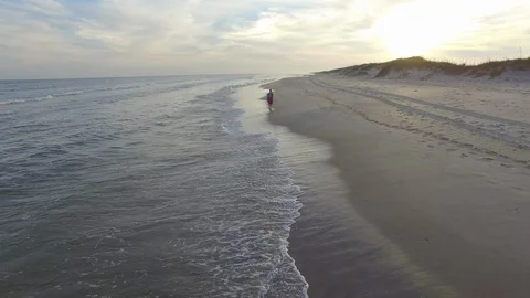 Ocracoke Beach Walk #4 Stock Footage 128383638