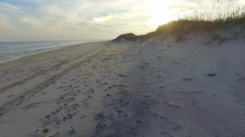 Ocracoke Dune Flyover Stock Footage 128382361