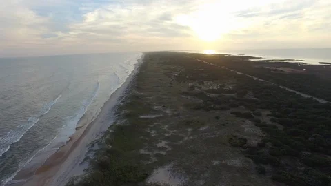 Ocracoke Sound, High Above Stock Footage 128385437