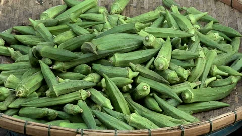 Ocras at a Vegetable Stall in New Sukhothai Stock Footage 327892955