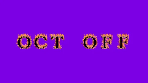 Oct Off fire text effect violet background Stock Footage 136245723