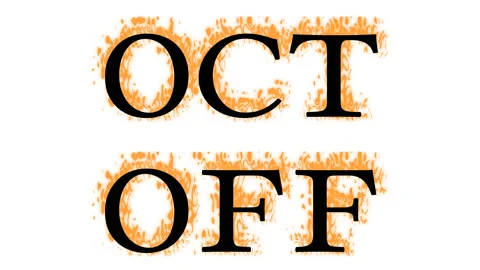 Oct Off fire text effect white isolated background Stock Footage 137992921