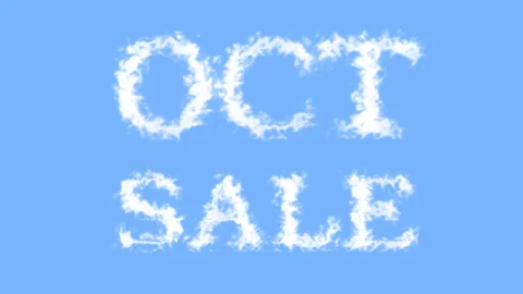 Oct Sale cloud text effect sky isolated background Video stock 139638688