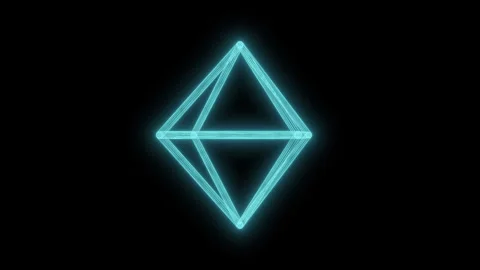 Octa Plus Array Wireframe Rotating on Dark Video Background Video stock 337524891
