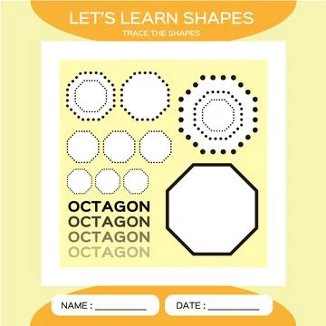 Octagon. Basic geometric shapes. Elements for children. Learn Shapes Stock Illustration