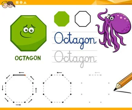 Octagon cartoon basic geometric shapes Educational Cartoon Illustration of... Stock Photos