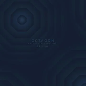 Octagon pattern background abstract geometric wave design art dark color styl Stock Illustration