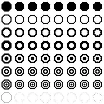 Octagon polygon set Stockillustratie