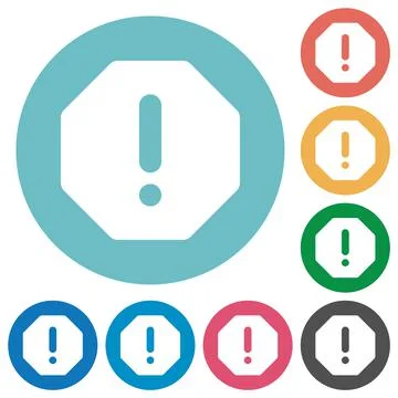 Octagon shaped error sign solid flat round icons 库存插图