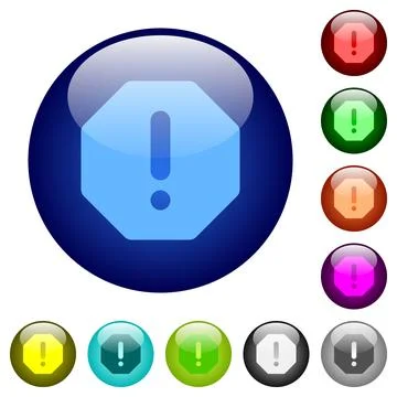 Octagon shaped error sign solid color glass buttons Illustrazione stock