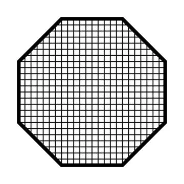 Octagon softbox lighting modifier with internal diffusion control grid Stock Illustration
