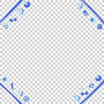 Octagonal border is featuring blue outline food icons in vector style, clear 스톡 일러스트