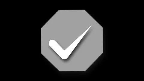 Octagonal Check Mark Icon Animation, A stylized octagonal icon featuring a .. Stock Footage 304697050