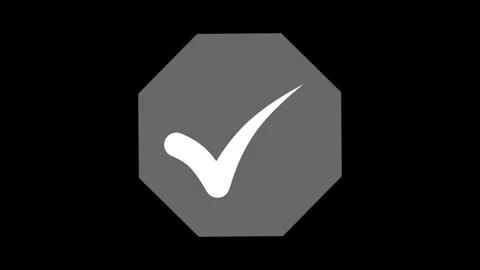 Octagonal with a check mark inside animation, symbolizing approval or confi.. Stock Footage 304707113