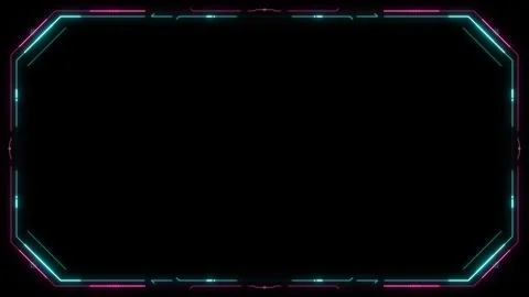 Octagonal digital frame with vibrant cyan and magenta neon light accents on.. 動画素材 335826477