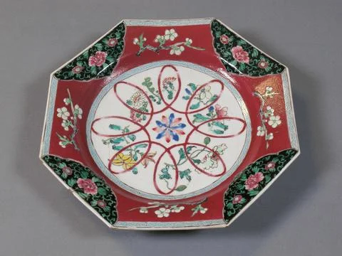 Octagonal dish with floral pattern late 18th century China. Octagonal dish .. Stock Photos
