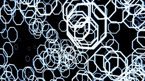 Octagonal Flickering Moving Particle Graphic Animation Background Stock Footage 101588679