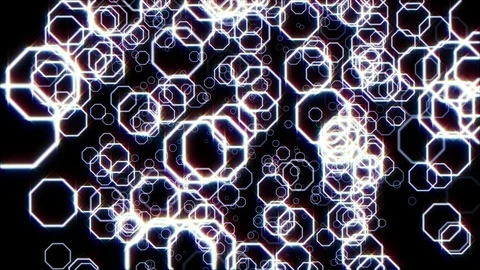 Octagonal Flickering Moving Particle Graphic Animation Background Stock Footage 101652997