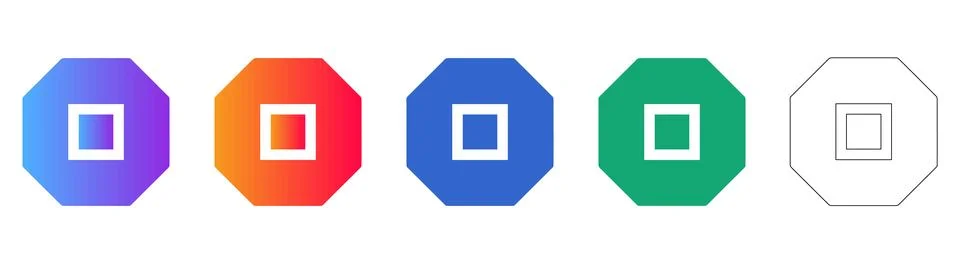 Octagonal Focus Frame Icons Illustration