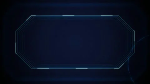 Octagonal HUD frame glowing neon blue seamless loop background Stock Footage 345075858