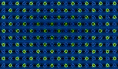 Octagonal kaleidoscopic pattern of alternating blue and yellow flowers. Stock Illustration