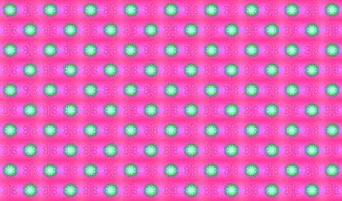 Octagonal kaleidoscopic pattern of alternating yellow circle and pink flowers. B Stock Illustration