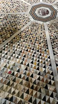 Octagonal Marble Floor Mosaic Pattern in St Mark's Basilica Stock Photos