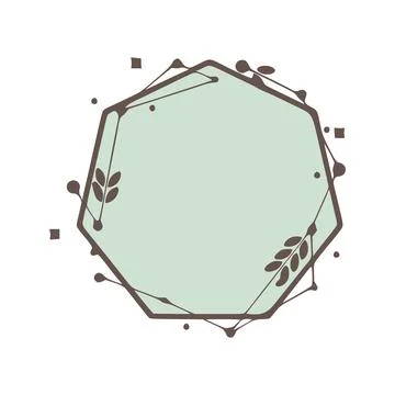 Octagonal nature geometric frames with leaves made from lines and dots in h.. Stock Illustration