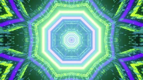 Octagonal neon pattern with light reflections 3d illustration Illustrazione stock