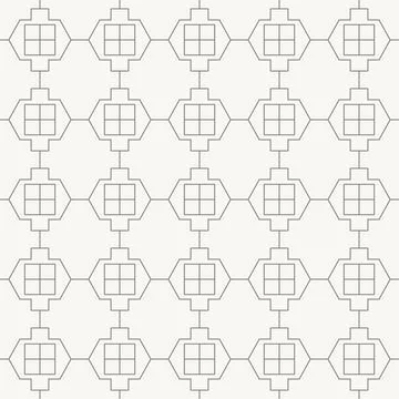 Octagonal nodes with inner squares seamless pattern in minimal line design Stock Illustration