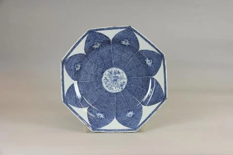 Octagonal plate with floral pattern 18th century China. Octagonal plate wit.. Stock Photos