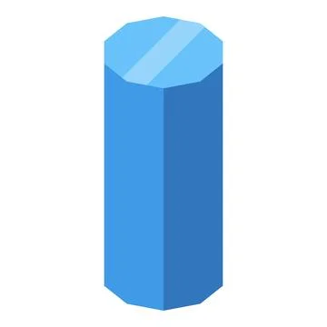 Octagonal prism representing geometric shapes in isometric view Stock Illustration