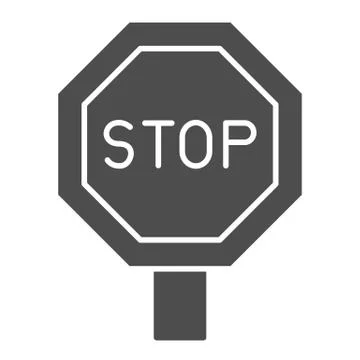 Octagonal signboard stop solid icon. Traffic warning and road signal symbol Stock Illustration