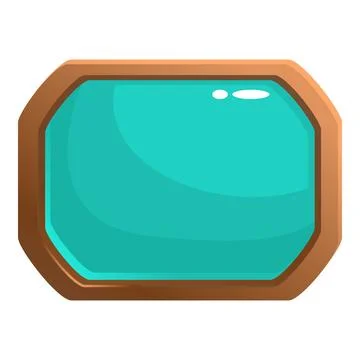 Octagonal turquoise button with wooden frame showing a gradient surface Stock Illustration