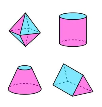 Octahedron and Triangular Prism Vector Illustration Stock Illustration