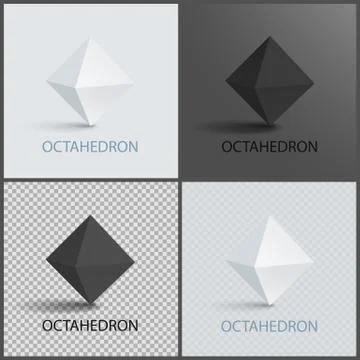 Octahedron Three-Dimensional Shape Plane Faces Set イラスト素材