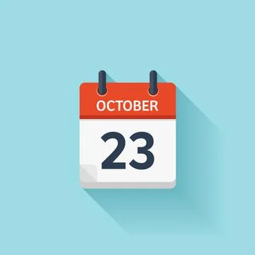 October 23. Vector flat daily calendar icon. Date and time, day, month. Holiday. 스톡 일러스트