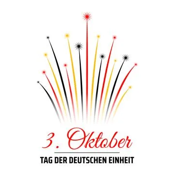 October 3, german unity day, flag fireworks. Germany national holiday. Greeting Stock Illustration