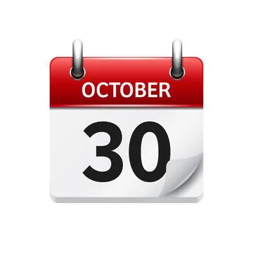 October 30. Vector flat daily calendar icon. Date and time, day, month. Holiday. Stock Illustration