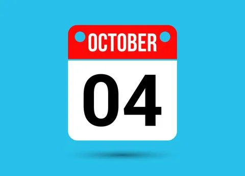 October 4 Calendar Date Flat Icon Day 4 Vector Illustration Stock Illustration