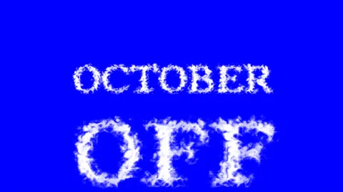 October Off cloud text effect blue isolated background Stock Footage 139637052