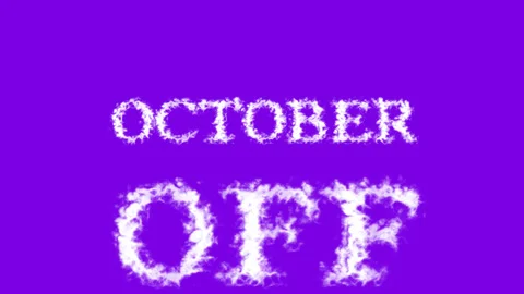 October Off cloud text effect violet isolated background Stock Footage 139637062
