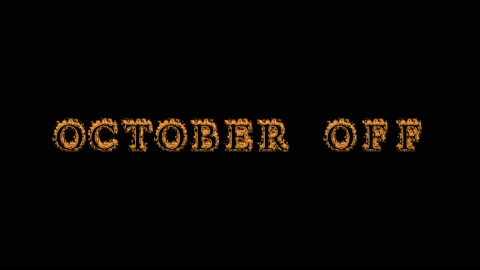 October Off fire text effect black background Stock Footage 136066366
