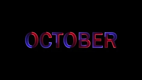 October glowing text animation with shifting red and blue neon light effect Stock Footage 333878255